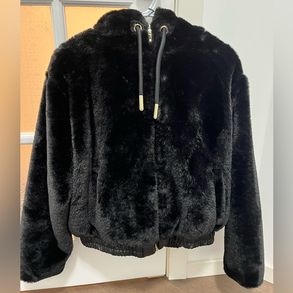Zara Black Faux Fur Bomber Jacket